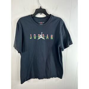 NIKE Jordan Jumpman Sport DNA T Shirt Black Neon 100% Cotton. Size Large